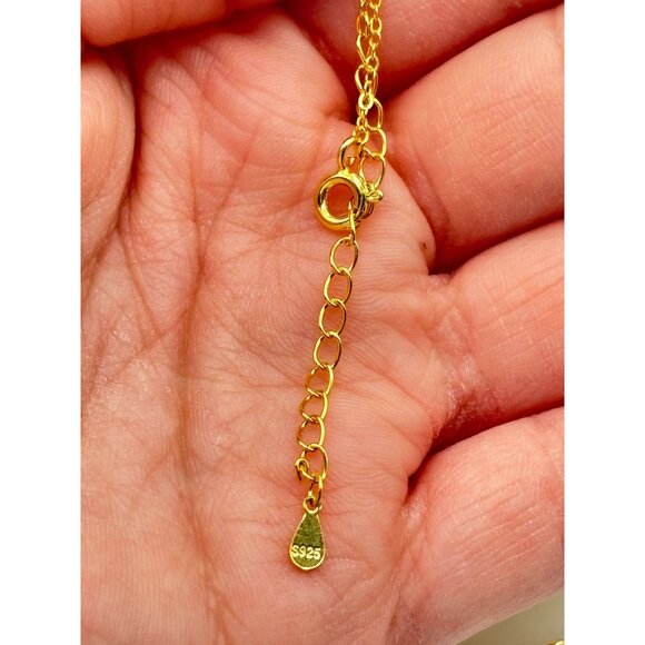Elegant Jade Teardrop Gold Pendant Necklace With Cubic Zirconia Accent Sterling - Picture 6 of 7